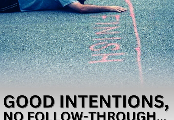 A runner laying on the ground, reaching for the finish line of a race.