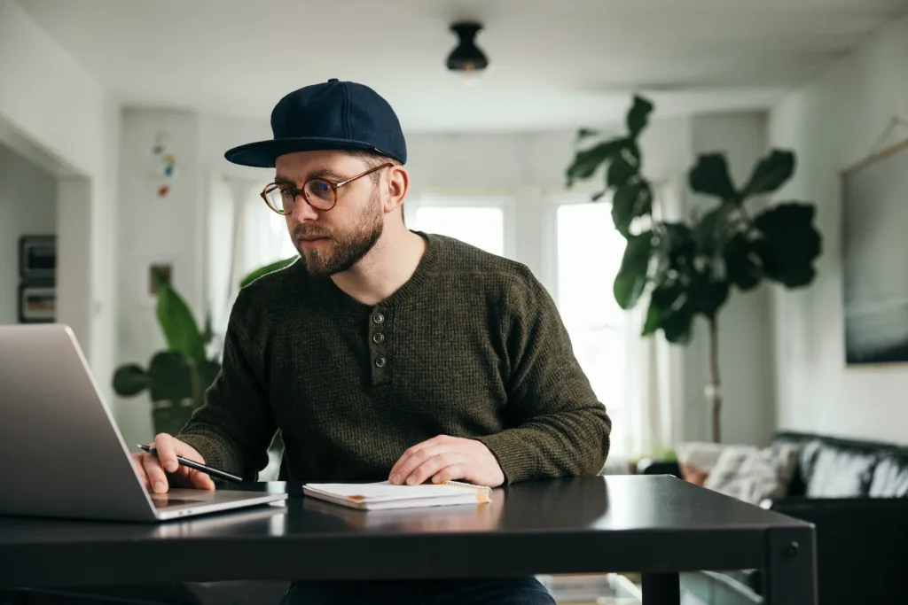Man researching mortgage options