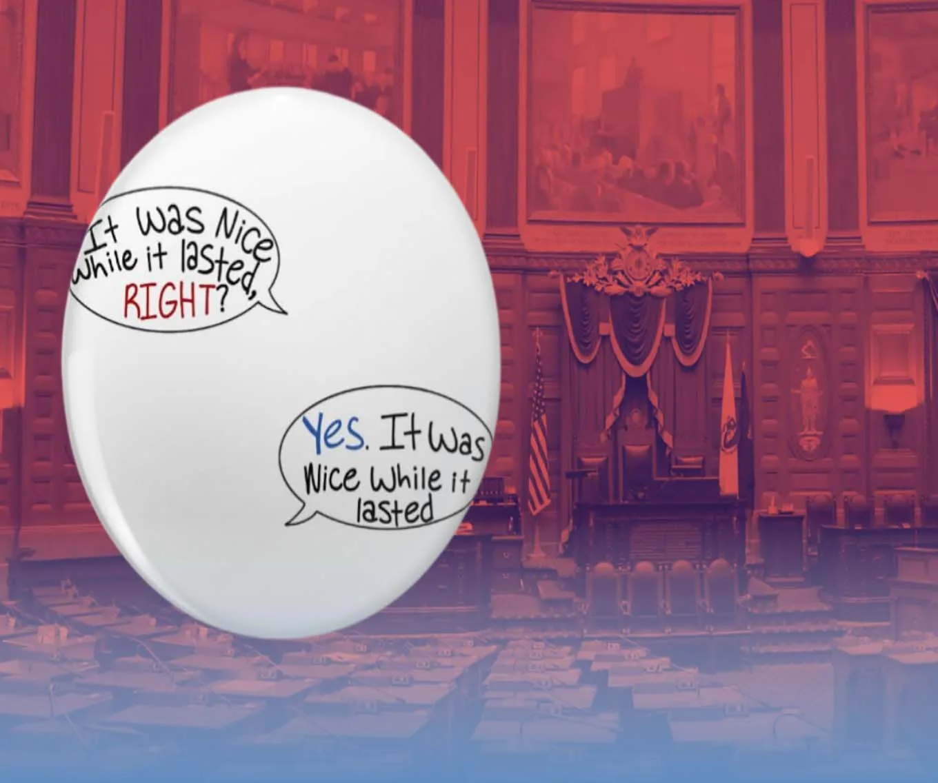 The U.S. Congressional floor with a red and blue filter over the image.